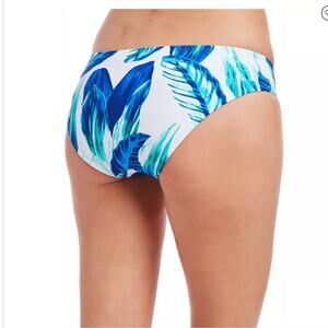 Rachel Roy Blue Bikini Bottom Tropical LARGE Hipster Modest Brief Palm Tree NEW
